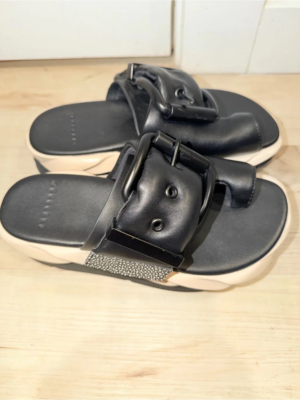 4CCCCEES Melllow Glow Oreo Platform Leather Sandals, Sz 38